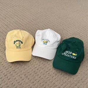 Masters Yellow, White and Green Logo Baseball Caps